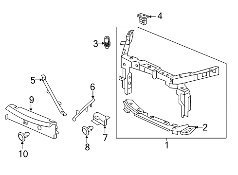 2018 Acura TLX Radiator Support Cover Lower, Front Bulkhead Diagram for 74119-TZ3-A10