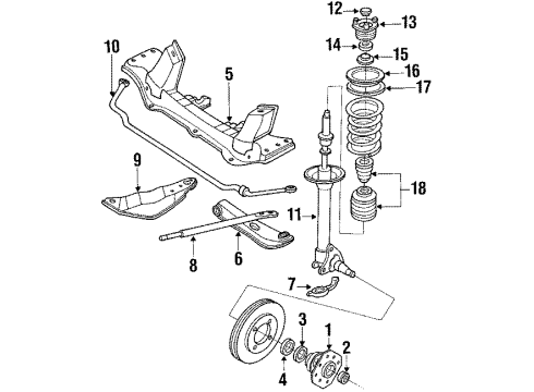 1986 Nissan 300ZX Front Suspension Components, Lower Control Arm, Stabilizer Bar Hub-Road Wheel Diagram for 40202-02P25