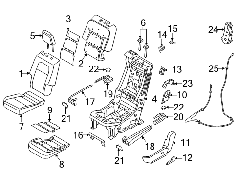 2020 Lincoln Aviator Second Row Seats Inner Cover Diagram for LB5Z-7861350-AA