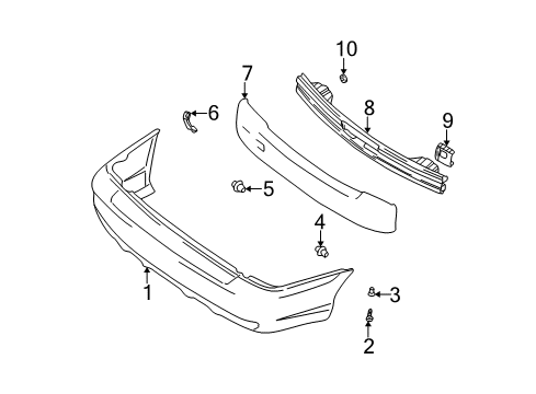 2002 Hyundai Accent Rear Bumper Rail Assembly-Rear Bumper Diagram for 86630-25050