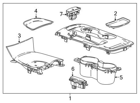 2018 Chevrolet Malibu Center Console Shift Panel Diagram for 84647971