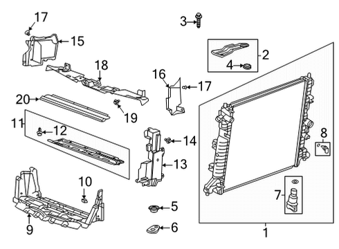 2022 Cadillac CT4 Radiator & Components Baffle Diagram for 84257117