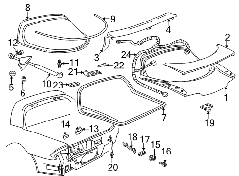 1996 Chevrolet Camaro Trunk Lift Cylinder Stud Diagram for 10143220