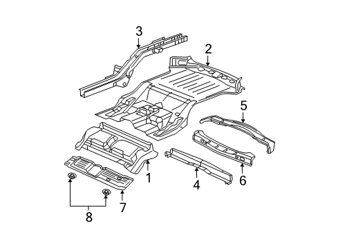 2009 Jeep Grand Cherokee Rear Body - Floor & Rails Pan-Floor Diagram for 55396322AO