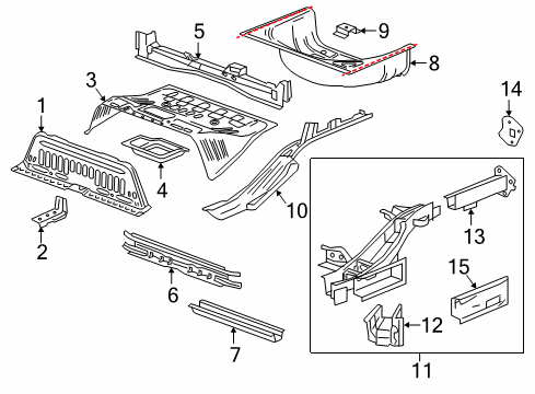 2020 Chevrolet Bolt EV Rear Body - Floor & Rails Front Crossmember Diagram for 95429516