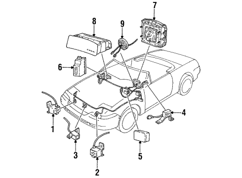 1994 Mercury Capri Air Bag Components Center Sensor Diagram for FOJY14B006A