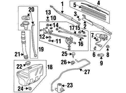 1997 Acura CL Wiper & Washer Components Grommet, Wiper Motor (Black) Diagram for 91620-SM4-003