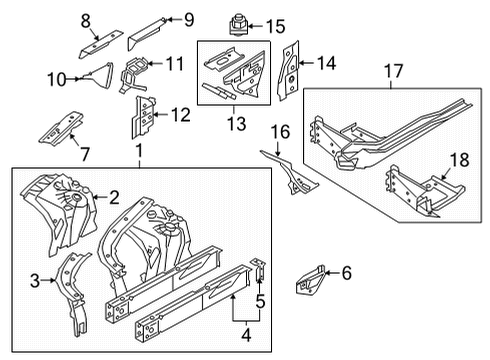 2022 BMW M850i xDrive Gran Coupe Structural Components & Rails Left Engine Support Reinforcement Diagram for 41007412951