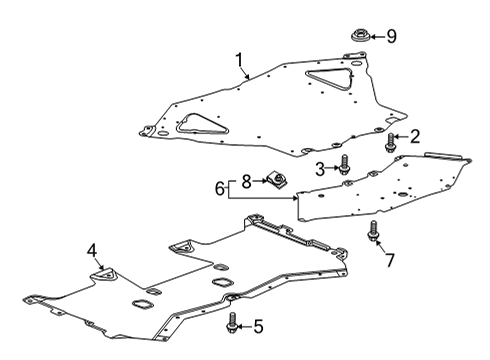 2022 Chevrolet Corvette Splash Shields Rear Deflector Diagram for 23296628