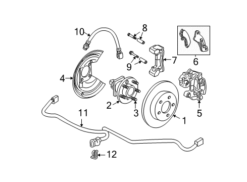 1998 Buick Park Avenue Rear Brakes Caliper Asm, Rear Brake Diagram for 88962829