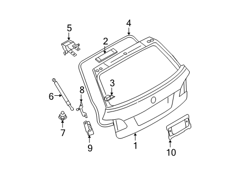 2010 BMW 535i xDrive Gate & Hardware Stopper Left Diagram for 51247138665