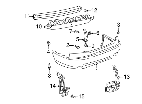 2001 Lexus IS300 Rear Bumper Bracket, Rear Bumper Side Mounting Diagram for 52185-53010