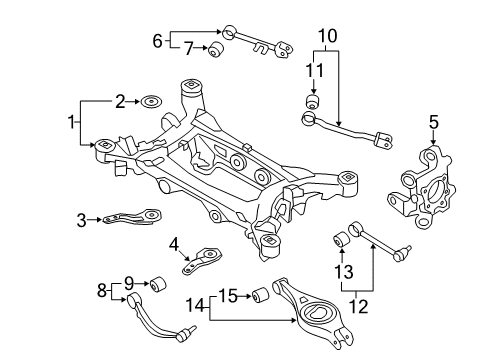 2011 Hyundai Equus Rear Suspension Components, Lower Control Arm, Upper Control Arm, Ride Control, Stabilizer Bar Arm Complete-Rear Lower, LH Diagram for 55210-3N400