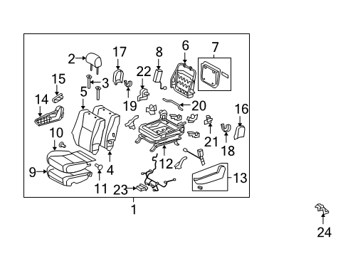 2012 Toyota Tundra Passenger Seat Components Cushion Frame Diagram for 71110-0C231