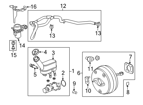 2011 Chevrolet Traverse Dash Panel Components Master Cylinder Diagram for 84279343