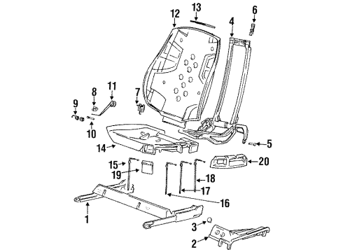 1992 BMW 325is Front Seat Components Backrest Shell Covering Diagram for 52108130755