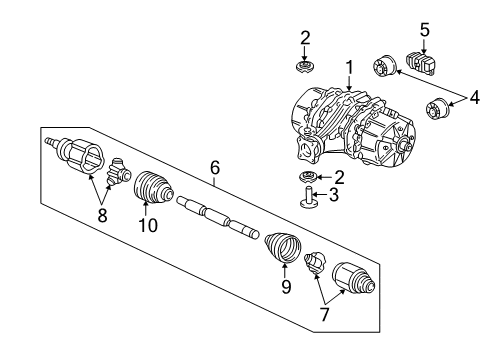 2005 Acura MDX Axle & Differential - Rear Driveshaft Assembly, Passenger Side Diagram for 42310-S3V-A62