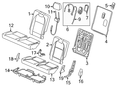 2018 Acura MDX Third Row Seats Pad, Right Rear Diagram for 82127-TZ5-A01