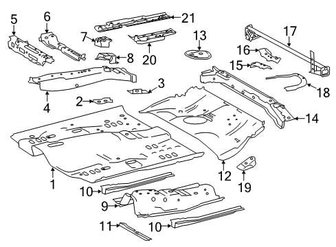 2015 Toyota Corolla Pillars, Rocker & Floor - Floor & Rails Center Floor Pan Diagram for 58211-02270