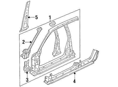 1996 Acura TL Center Pillar, Hinge Pillar, Rocker Panel, Uniside Pillar, Passenger Side Center (Inner) Diagram for 64220-SW5-300ZZ