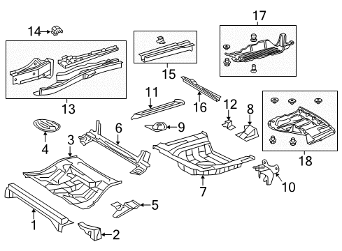 2013 Toyota Avalon Rear Body - Floor & Rails Crossmember Extension Diagram for 57695-06020