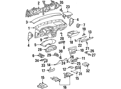 1997 Oldsmobile Cutlass A/C & Heater Control Units Heater & Air Conditioner Control Assembly Diagram for 16211493