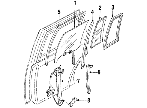 1990 Nissan Axxess Rear Door - Glass & Hardware Regulator Door Window LH Diagram for 82701-47R20