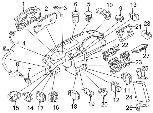 2019 Nissan Armada Cluster & Switches, Instrument Panel Switch Assy-3 Functions Diagram for 251B3-5ZP0A