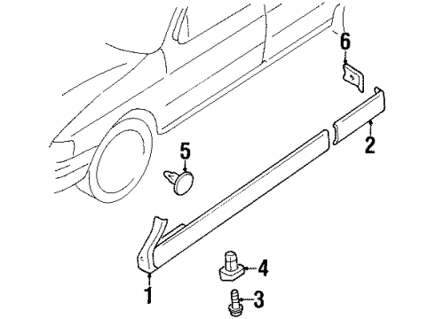 1998 Nissan Sentra Exterior Trim - Pillars, Rocker & Floor Grommet Diagram for 76848-35F20