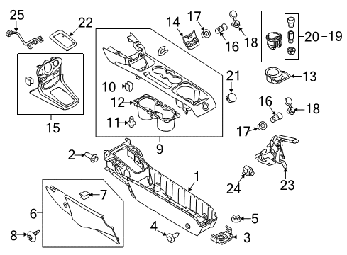 2012 Ford Fiesta Center Console Rear Cup Holder Diagram for BE8Z-7813562-AA