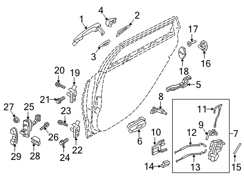 2016 Hyundai Genesis Rear Door - Lock & Hardware Checker Assembly-Rear Door, RH Diagram for 79490-B1000