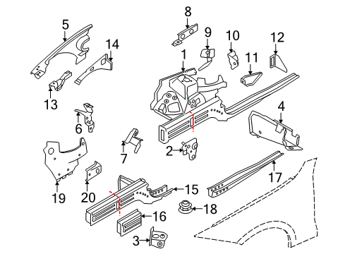 2012 BMW 328i Structural Components & Rails Bracket For Intake Silencer, Right Diagram for 41127145362