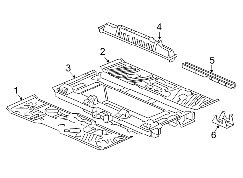 2017 Acura MDX Pillars, Rocker & Floor - Floor & Rails Brace C, Crossmember Diagram for 74640-TRX-A00