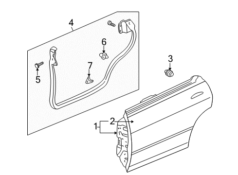 2001 Acura Integra Rear Door Weatherstrip, Right Rear Door (Lower) Diagram for 72810-ST8-013