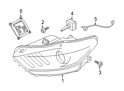 2015 Ford Mustang Bulbs Composite Headlamp Diagram for FR3Z-13008-K