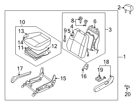 1997 Infiniti QX4 Heated Seats Front Seat Switch Assembly, Left Diagram for 87066-1W301