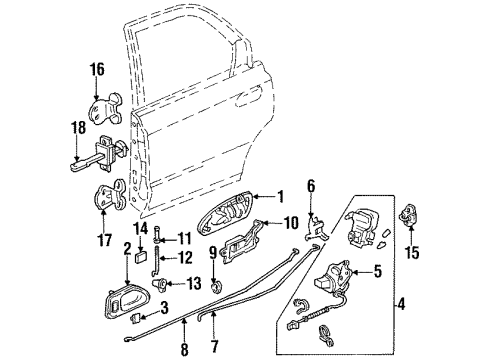1997 Honda Accord Rear Door - Lock & Hardware Lock Assembly, Right Rear Power Door Diagram for 72610-SV1-A01