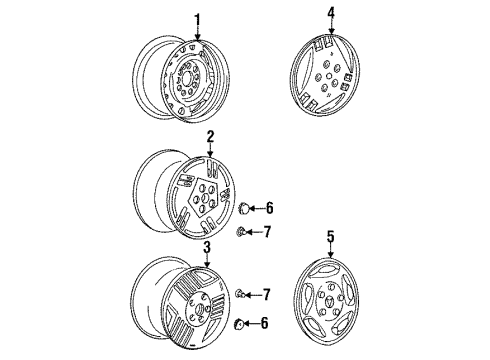 1994 Pontiac Trans Sport Wheels, Covers & Trim Wheel Trim Cover Assembly Diagram for 10154223