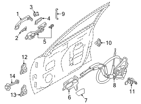 2021 Nissan Altima Front Door Gasket - Outside Handle Diagram for 80654-6CA0A