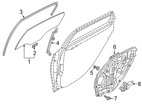 2015 Hyundai Genesis Rear Door Run&Channel-Rear Door Delta Lower, LH Diagram for 83535-B1000