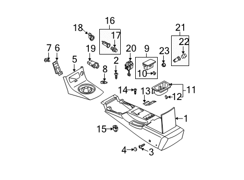 2003 Infiniti G35 Heated Seats Holder Assy-Cup Diagram for 969A1-CD00A