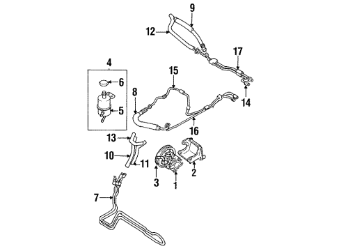 1998 Dodge Avenger P/S Pump & Hoses, Steering Gear & Linkage Power Steering Pump Diagram for MB910655