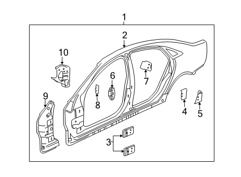 2012 Chevrolet Caprice Uniside Hinge Plate Diagram for 92159963