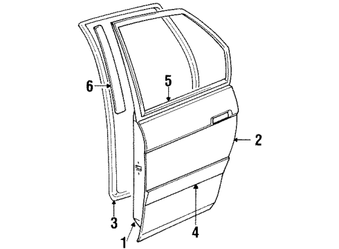 1992 Nissan Sentra Rear Door & Components, Exterior Trim Moulding-Rear Door, RH Diagram for 82870-50Y05