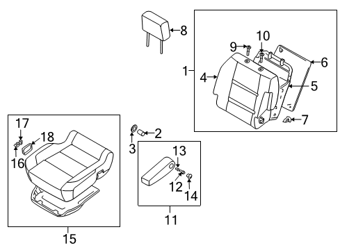 2015 Nissan Titan Front Seat Components Cushion-Seat RH Diagram for 87300-9FR6C