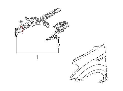 2011 Kia Soul Structural Components & Rails Panel Assembly-Fender Apron Diagram for 645102K300