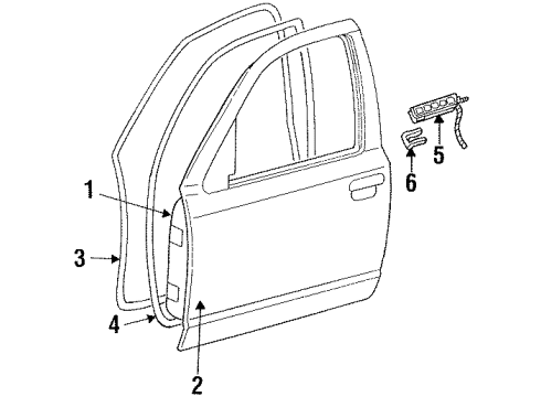 1998 Ford Crown Victoria Front Door Weatherstrip On Body Diagram for F7AZ5420708BAA