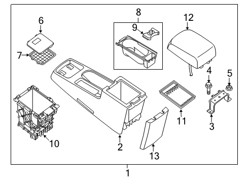 2011 Nissan Sentra Rear Door Lid - Console Box Diagram for 96920-ET00A