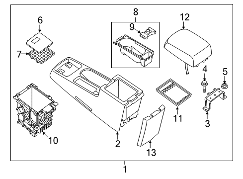 2009 Nissan Sentra Center Console Box Assy-Console, Front Floor Diagram for 96910-ZJ70A