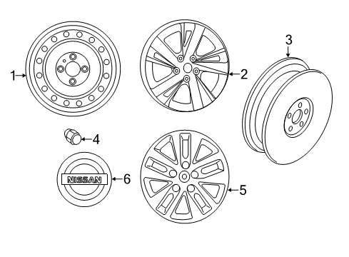 2013 Nissan Altima Wheels, Covers & Trim Aluminum Wheel Diagram for 40300-3TA2E